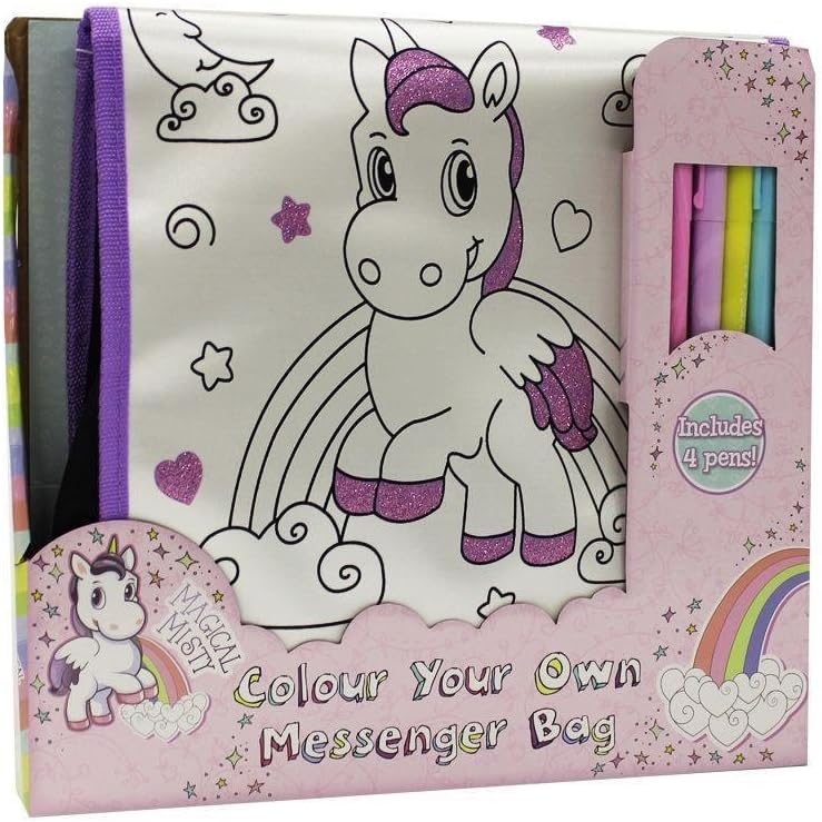 Magical MistyUnicorn Colour Your Own Messenger Bag Girls Kids Childrens New Gift