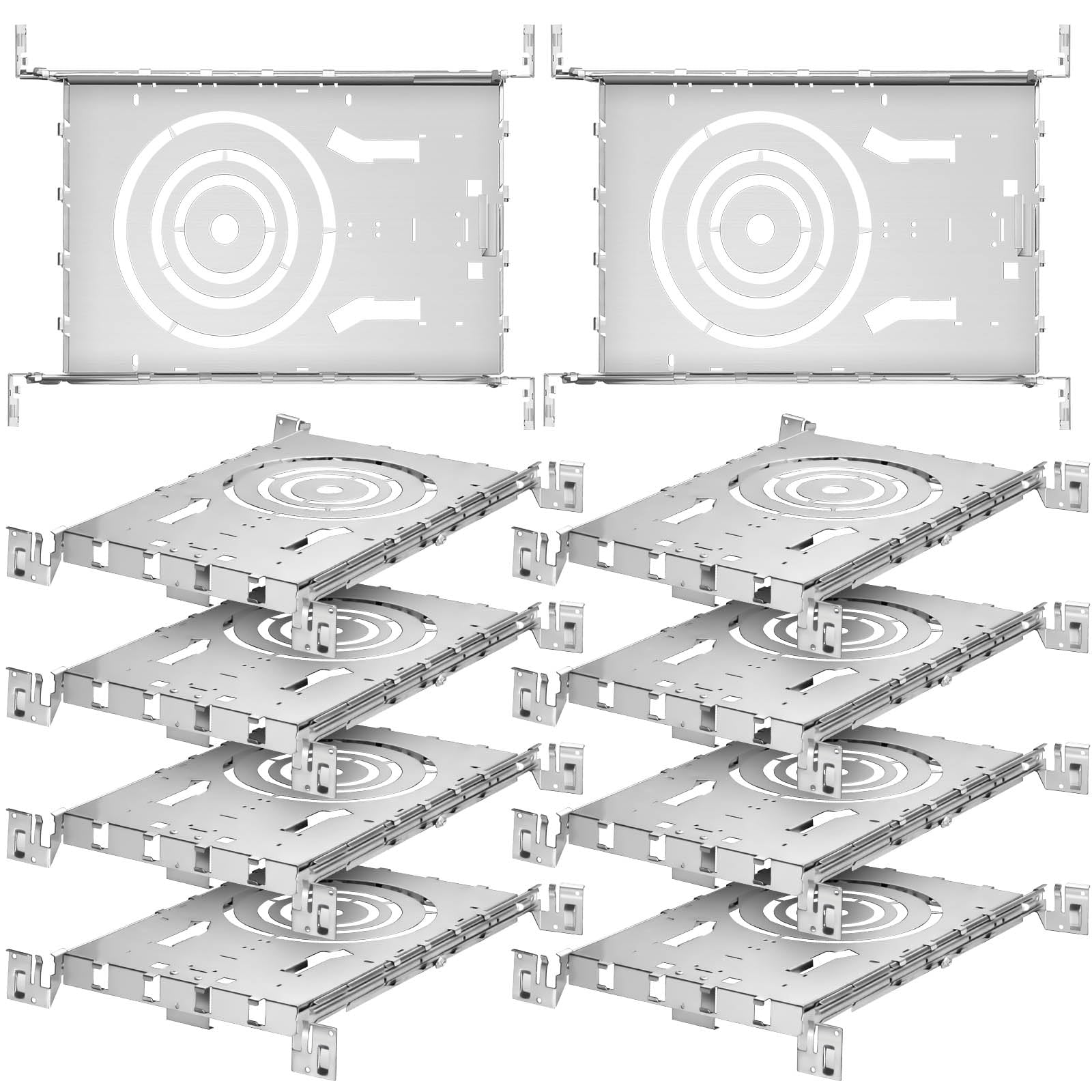 Photo 1 of *****BENT **** Tellegloww 10 Pcs New Construction Mounting Plate with Round Holes 3/4/6 Inch LED Recessed Lighting Kits Shallow LED Recessed Lighting Housings with Extendable Hanger Bars, Compatibility Upgrade