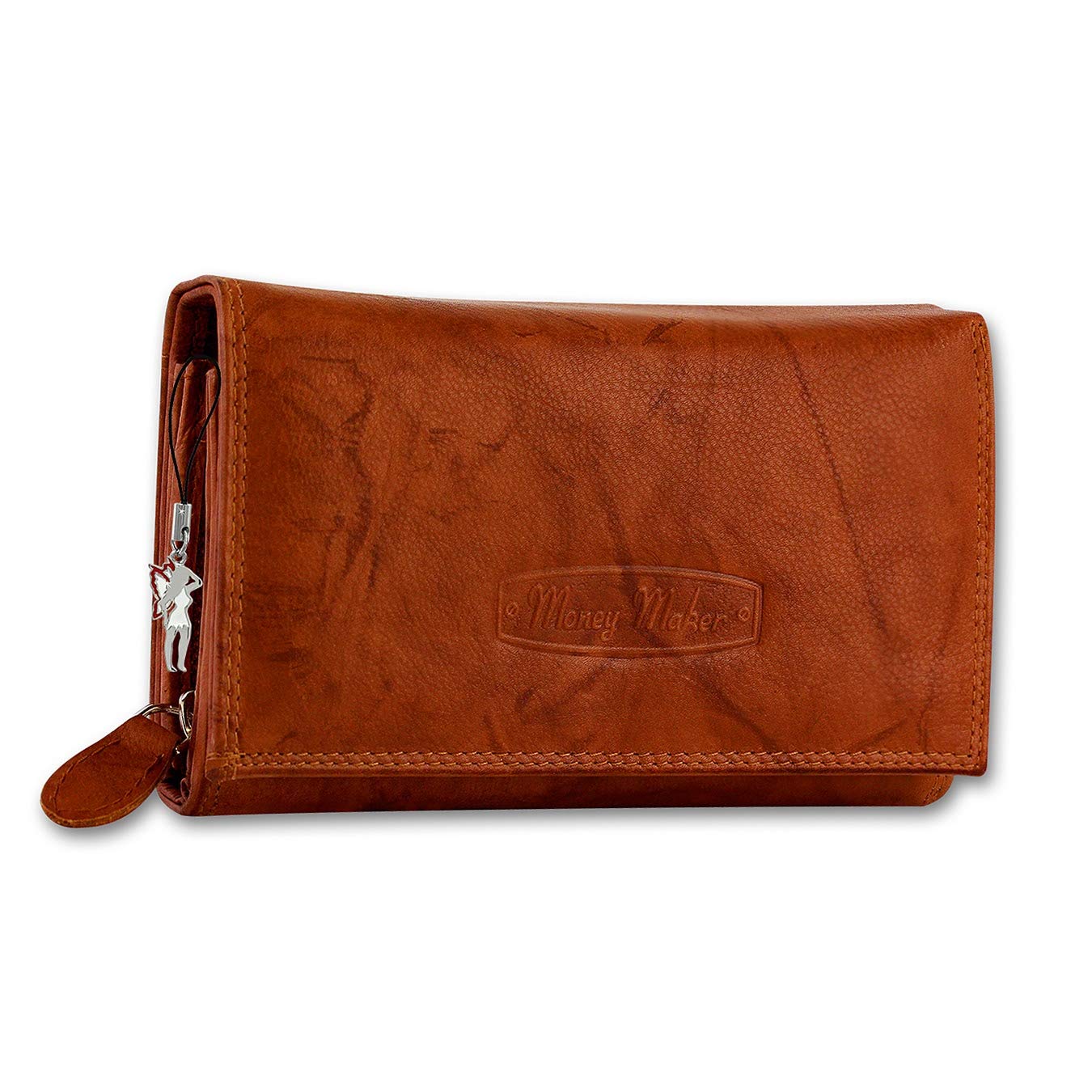 Maker Ladies Leather Purse Ladies Wallet Ladies Purse - Long Orange Leather