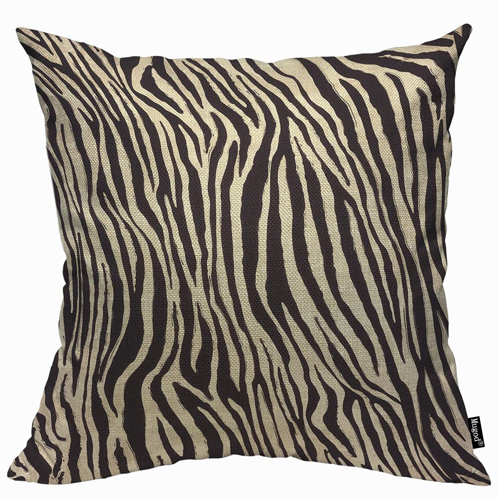 Mugod Black Yellow Zebra Pattern Cushion Cover Throw Pillow Covers Abstract Stripes Black African Zebra Skin Pillow Case for Men Women Decorative Home Sofa Chair Couch 45x45cm/18x18 Inch