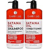Batana Oil Shampoo and Conditioner Set - Thickening Hair Products for Women and Men - For Strengthening and Volumizing Fine and Thinning Hair - Sulfate Free with Biotin and Keratin for a Fuller Look