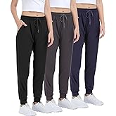 INTICOSI Womens Joggers with Pockets,Women Sweatpants for Loung Yoga Workout Running Casual Pants 3PACK