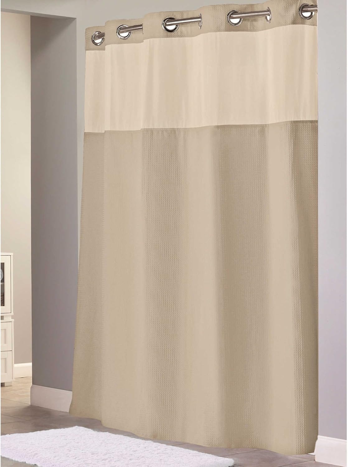 Hookless Waffle Fabric Shower Curtain Size 71" X 74