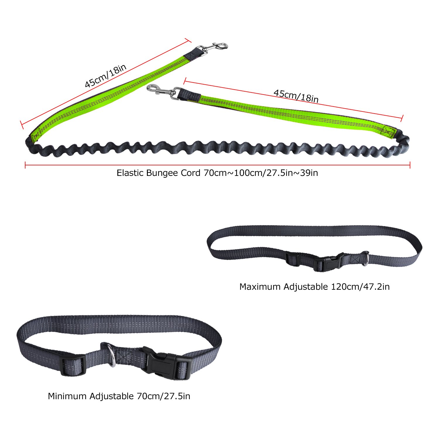 Hands Free Dog Leash,Ecandy Durable Handle Shockproof Extendible Bungee(Stretches to 75