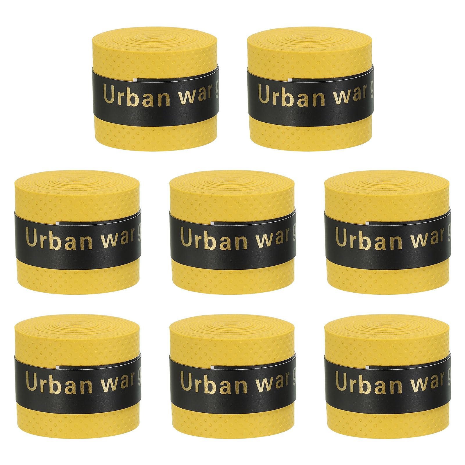 PATIKIL Tennis Badminton Racket Overgrip, 8 Pack Anti Slip Racquet Grip Tape Absorbs Sweat Drum Stick Tape Wrap for Drumstick Baseball Pickleball Paddle, Yellow