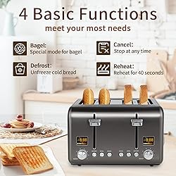 SEEDEEM 4 Slice Stainless Toaster with LCD