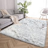 Goolela 9x12 Area Rug Washable Faux Fur Rug White