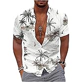 SweatyRocks Men's Short Sleeve Casual Shirts Button Down Tropical Hawaii Beach Summer Shirts