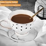STAR POINT Marble Style Ceramic Coasters Set of 6 with Cork Base Holder 4 Inch view 8