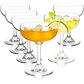 HAKEEMI Champagne Glasses Set of 6-7oz Elegant Coupe Glasses, Crystal Cocktail Glasses for Martini, Champagne, Desserts, Home Bar, Wedding, and Party (6 PCS)