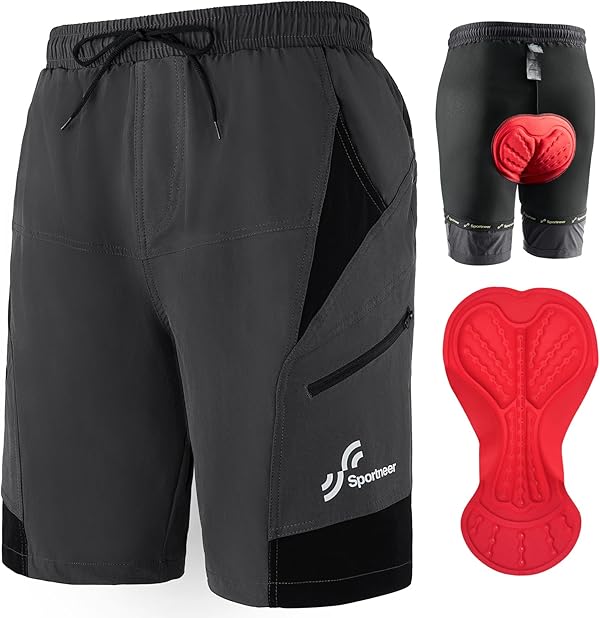 Sportneer MTB Radlerhose Herren Gepolsterte Radhose Herren Radlerhose 3D Gefüttert Mountainbike Radsport Sport Radfahren Outdoor