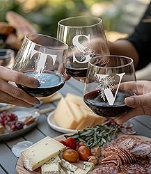 Physkoa Initial Wine Glass Stemless-【Etched