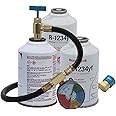 ZeroR® R1234YF Refrigerant Recharge Kit | 24" HD Can Tap Gauge | 8oz R1234YF (3 Cans)