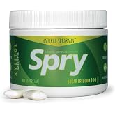 Spry Natural Xylitol Chewing Gum - Spearmint, 100 Count - Pack of 1 | Aspartame-Free, Sugar-Free, Vegan, Non-GMO, Gluten-Free for Cavities, Bad Breath Freshening, Dry Mouth, Dental Defense System