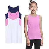 Auranso Girls Tank Tops Athletic Sleeveless Racerback Quick Dry Dance Shirts 3 Pack