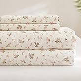 Twin Size Bed Sheet Set - 3 Piece Pink Floral Botanical Bedding With Pillowcases - Deep Pocket 16 Inch for Mattress, Cooling Vintage Floral Sheets