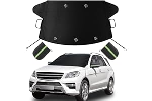 Sompaty Windshield Cover for Ice and Snow, Frost Guard Windshield Snow Cover, Performance Brake Kits with Side Mirrors Cover, Fits Most Cars, Trucks, Vans, SUVs and More 87 x 56 inches, Black