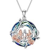 TOUPOP Sisters Gifts from Sister Necklace Sterling Silver Rose Flower with Crystal Jewelry Valentines Day Birthday Gifts for Women Best Friend Friendship