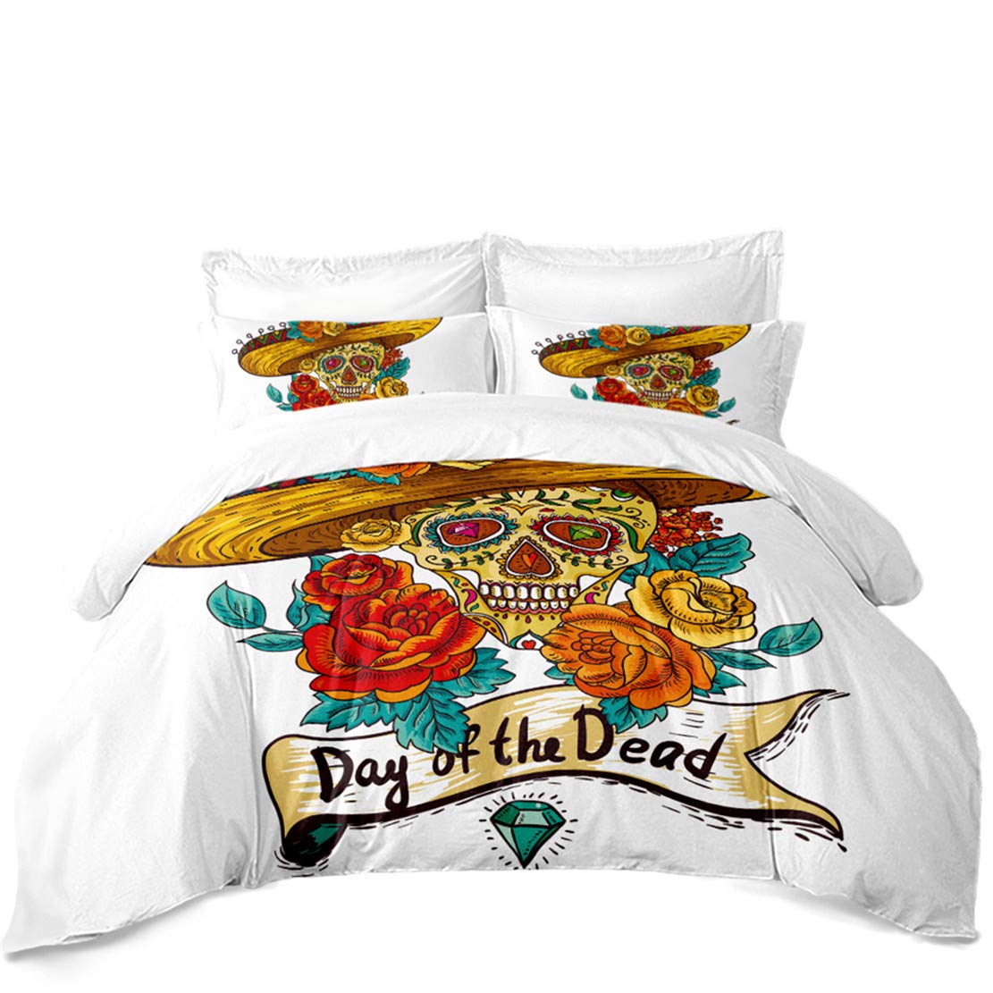 Amazon Com Jarson 5pcs Hippie Skull Bedding Set Colorful