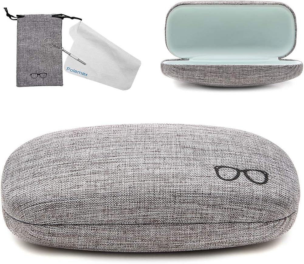 Hard Eyeglass Sunglasses Case, Linen Fabric Glasses Protective Case for