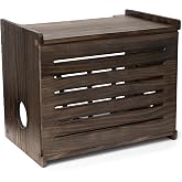 WiFi Router Storage Cabinet Router Box Hider WiFi Box Hider Shelf Cover | Deluxe &bull; Pine Wood &bull; Espresso Brown Finish &bull; Seamless Side Panel &bull; Fits Routers Up To 11" &bull; Wall Mount Or Desktop Placement