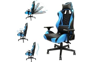 Gaming Chair - Adjustable Video Game Chairs with PU Leather, Computer Chair with Lumbar Support & 180° Recline, Easy to Assem