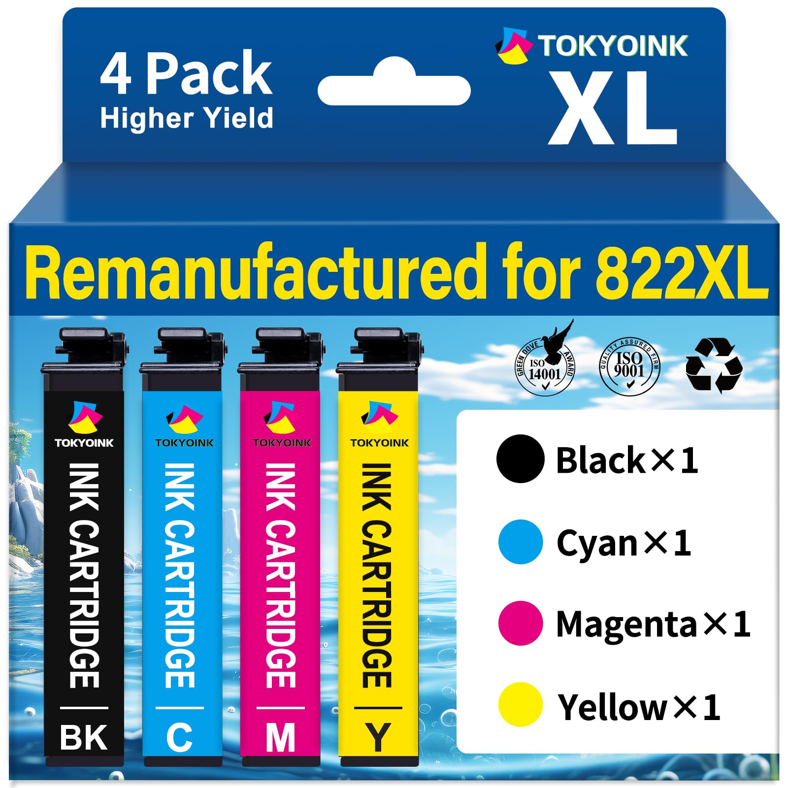 Photo 1 of ***SEE CLERK COMMENTS*** TOKYOINK 822XL Ink Cartridges Combo Pack Remanufactured Replacement for Epson 822 Ink Cartridge T822XL for Workforce Pro WF-3820 WF-3823 WF-4820 WF-4830 WF-4833 WF-4834 Printers Ink (4 Pack)