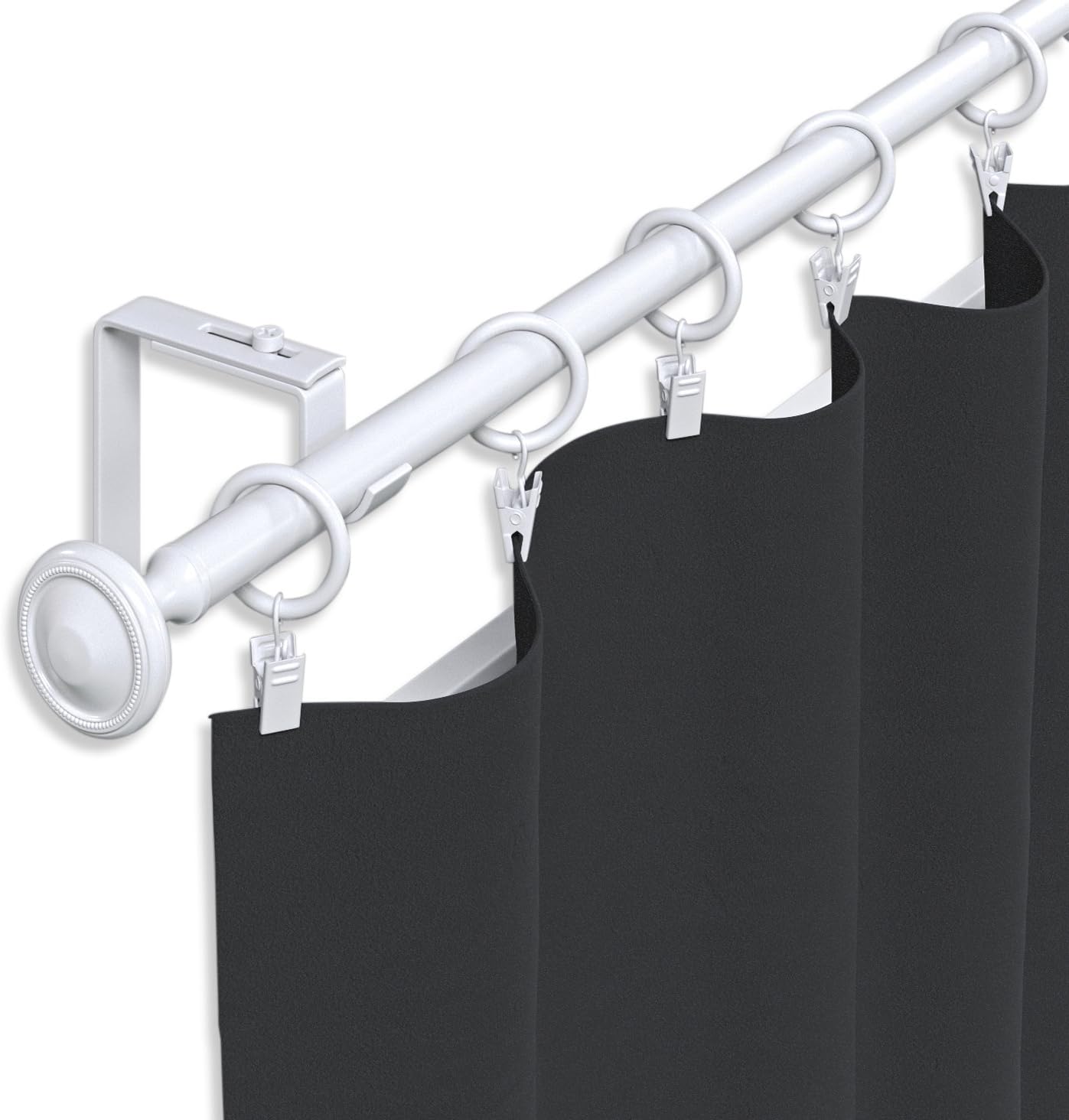 Rack and Hook Set of 14 Premium Decorative Curtain Drapery Clip Rings Coated Iron