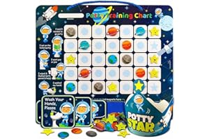 Putska Space Potty Training Chart for Toddlers Boys & Girls - Potty training stickers for girls potty training toilet and boys. A sticker chart for kids potty training rewards. Toddlers Potty chart
