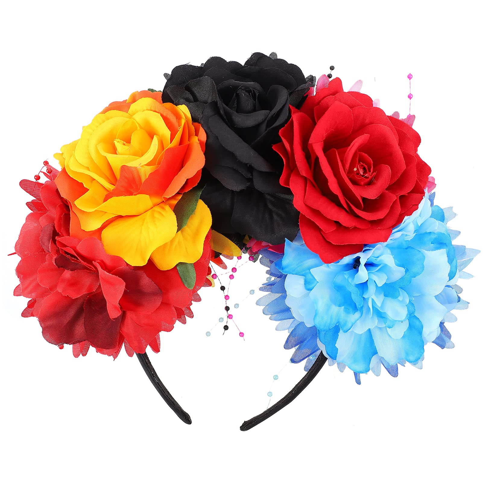 Day of The Dead Headband Rose Flower Headband Floral Crown Mexican Headpiece Halloween Party Costume Headwear