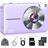 Digital Camera, Kids Camera FHD 1080P Point and Shoot Camera with 16X Zoom Anti Shake, Small Compact Camera for Teen Starter Children Kid Student Girl Boy(Purple)