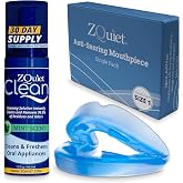 ZQuiet Anti-Snoring Mouthpiece &amp; Cleaner, Size 1, Blue | Snoring Mouthguard, Living Hinge Technology, All-Night Comfort for Easy Breathing, No Boiling or Molding, FDA-Cleared