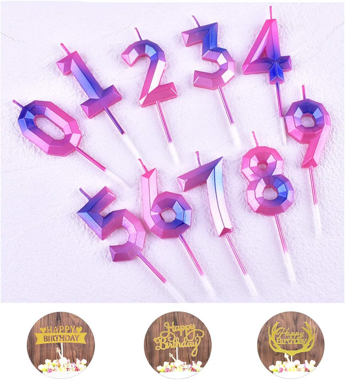 YFOX 10 pieces digital birthday candle and 3 birthday cards cake candle cake top hat birthday party decoration - Image 5