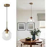 KCO Lighting Clear Globe Pendant Lights Kitchen Island Bubble Glass Pendant Lighting Gold Hanging Light Fixture Mid Century M