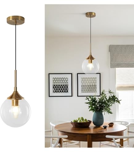 Modern Frosted Glass Pendant Light – White Globe, Gold E26 Socket, Hanging Ceiling Fixture For Kitchen Island - View #4