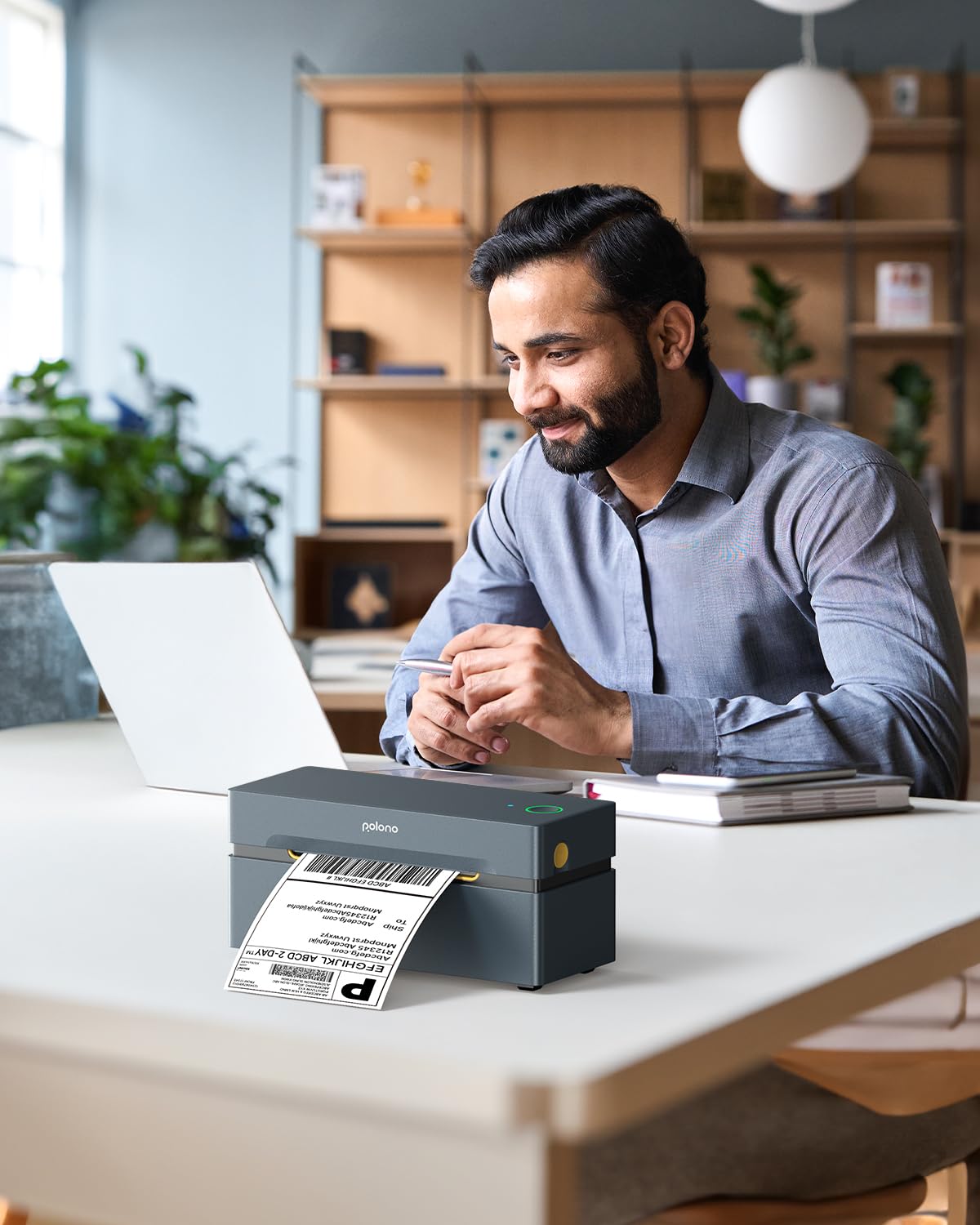 POLONO Bluetooth Thermal Shipping Label Printer, Wireless 4x6 Shipping Label Printer for Small Business, Support iOS, Android, Windows, Mac. Compatible with Amazon, Ebay, Shopify, Etsy, USPS (Grey)