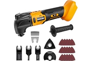 RAYLEEY Oscillating Multi-Tool Kit Compatible With DEWALT 20V Battery,Cordless Oscillating Tools With Brushless Motor,6 Speed,22PCS Accessories,4° Oscillation Angle for Cutting/Grinding/Sanding(Tool Only)