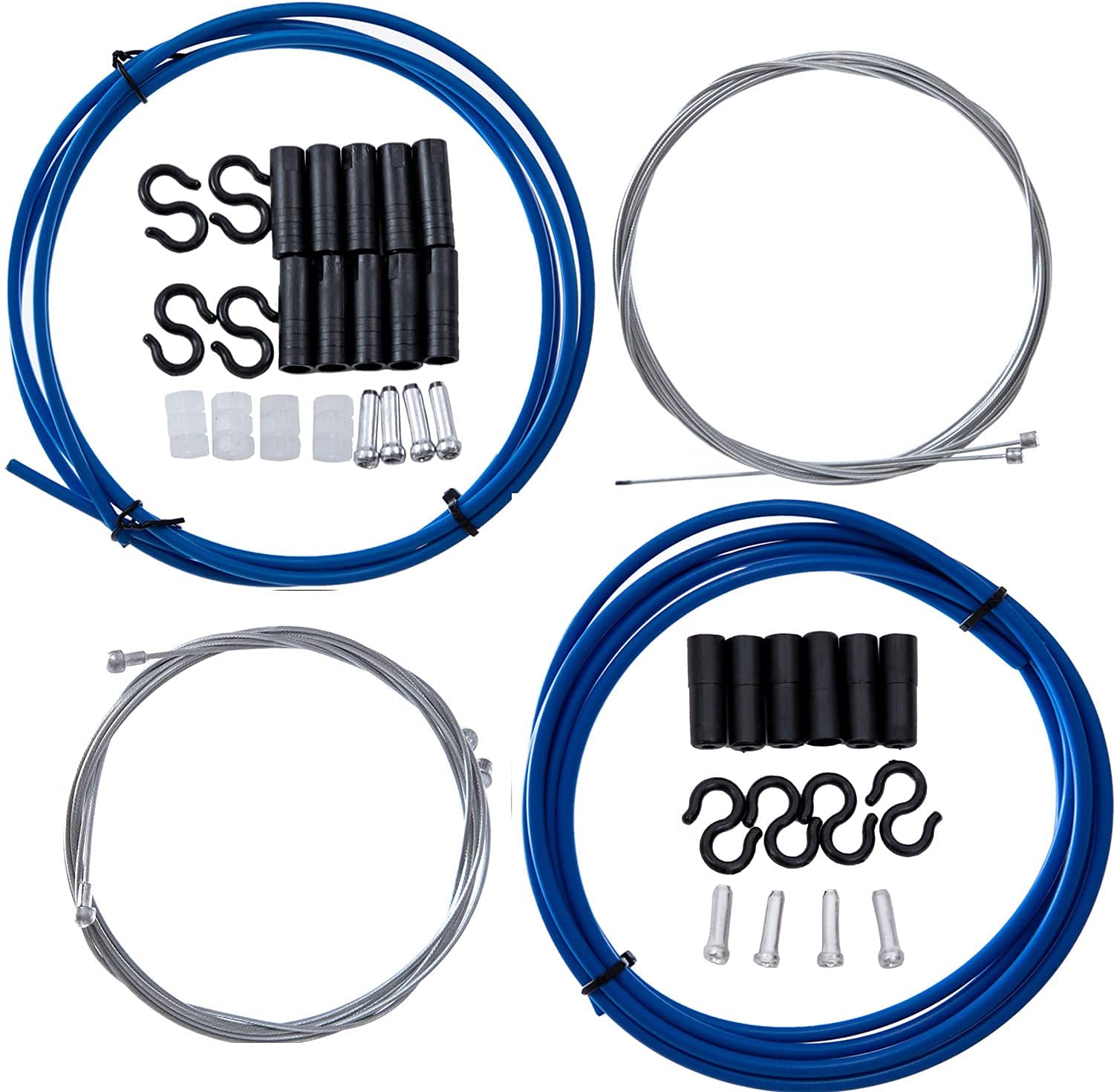 YBEKI Pro 2-in-1 Bike Brake & Shifter Cable Kit | Military-Spec Carbon Steel Cables with IPX4 PVC Housing | EN14766 Certified for MTB/Road Bikes (Blue)