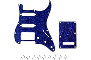 Banworks 4Ply Strat HSS Pickguard 11-Hole SSH Pickguard Scratch Plate with Backplate 6-Hole Trem Tremolo Cover Set for USA/Mexican Fender Modern Style Standard Stratocaster ST JT/HB-09 Blue Pearl
