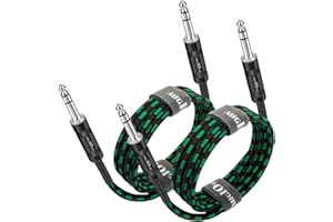 Augioth 1/4 TRS Cable 6ft 2Pack, Balance 6.35mm Plug, Stereo Quarter Inch Male Cable for Power Speaker, Mixer, Amplifier