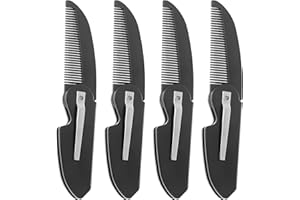 KOOTINN 4-Pack Handmade Sawcut Mustache Comb, Best Pocket Folding Comb for Moustaches and Short Beards