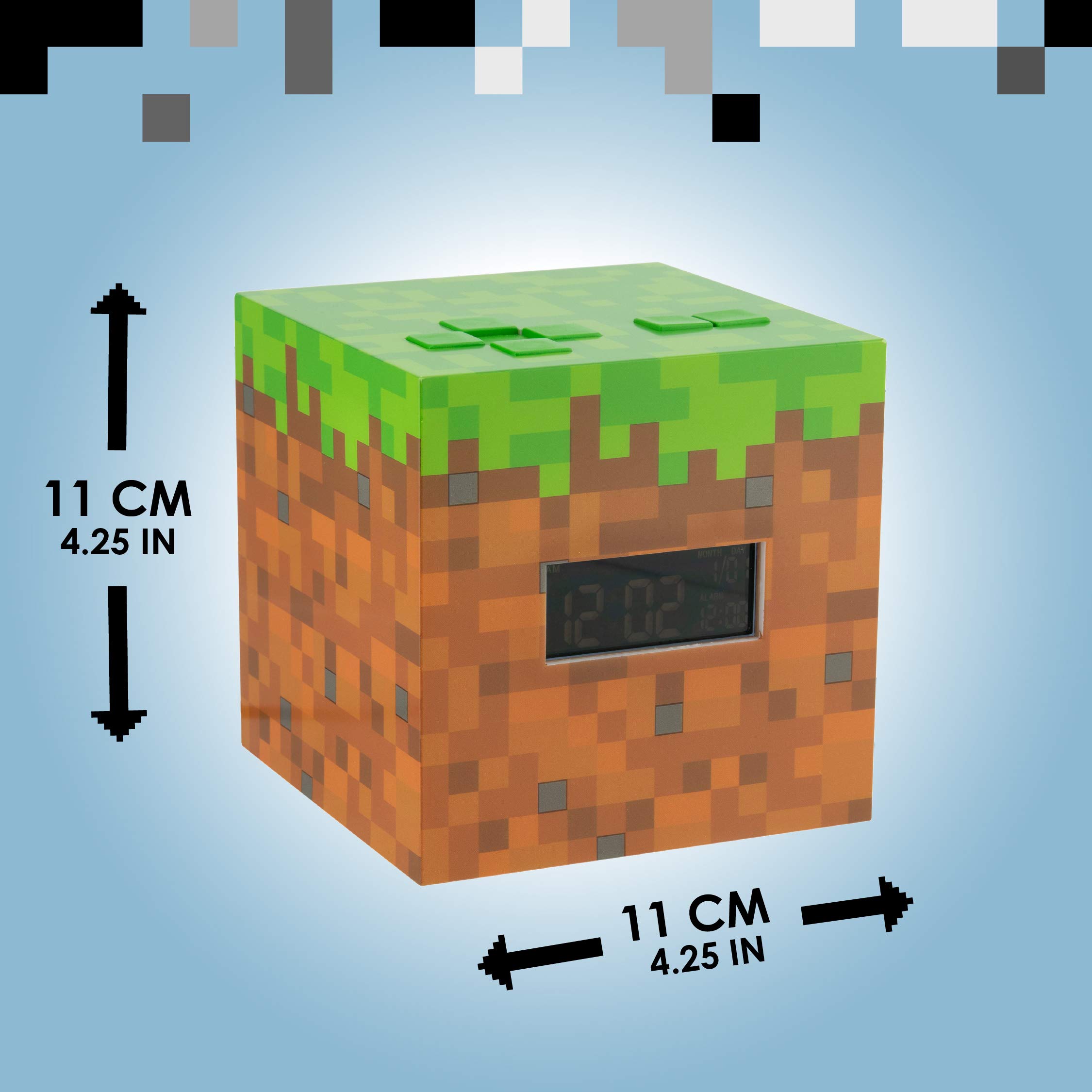 Paladone Minecraft Grass Block Digital Alarm Clock, Light Up Lamp Feature, Plays Official in Game Music, Bedroom Decor for Minecraft Gamers