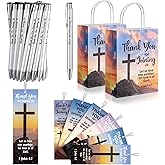 Sayglossy 72 Pcs/24 Sets Welcome to Our Church Gifts 24 Religious Paper Brochure Bag 24 Thank You for Joining Us Ballpoint Pens 24 Pcs Christian Bookmarks for Church Visitor VBS Baptism Supplies