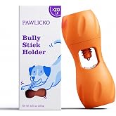 PAWLICKO Bully Stick Holder for Dogs &ndash; Steel Pin Lock Design Helps Prevent Swallowing Ends &ndash; Durable Dog Chew Holder for Bully Sticks &amp; Yak Chews &ndash; Fits Small to Jumbo Chews (Bright Orange)