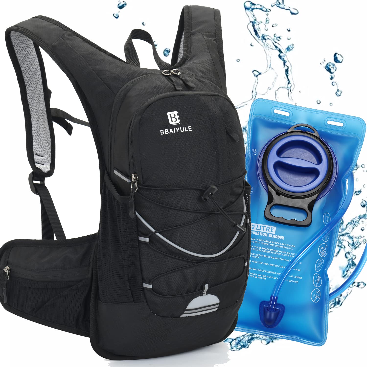 BBAIYULE hydration backpack with hydration bladder 2L, BPA-free| Water backpack |cycling backpack with hydration system |running backpack ultra light 380g | biking,hiking,walking | 18L