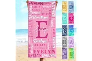 Personalized Beach Towels for Kids & Adults - Cotton/Microfiber Custom Beach Towel with Name - Fast Drying Thin Lightweight -