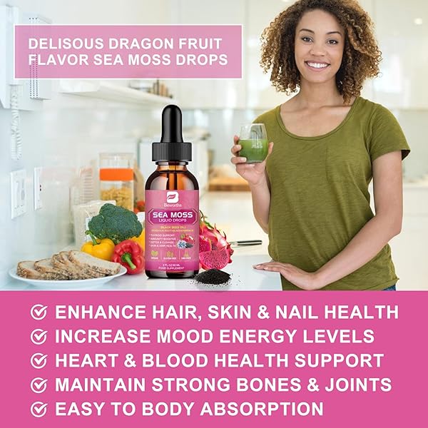 B BEWRTHS SEA MOSS LIQUID DROPS – BLACK SEED OIL & IRISH SEA MOSS GEL WITH BURDOCK ROOT BLADDERWRACK, ELDERBERRY, 6X STRONGER QRGANIC SEAMOSS RAW SUPPLEMENT FOR DIGESTIVE, HAIR HEALTH – VEGAN, 2 FL.OZ