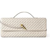 Joryin Woven Purse for Women Evening Clutch Woven Leather & Suede Handbags Crossbody Bag Suede Purse Formal Evening Bag