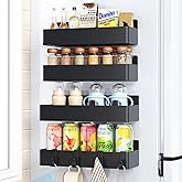 Mystozer Magnetic Spice Rack for Refrigerator, Kitchen Organizer and Storage Shelf, Black (4 Pack)…