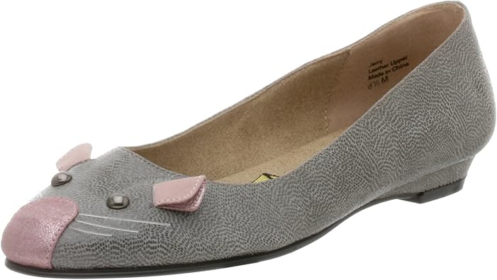 grey leather flat shoes